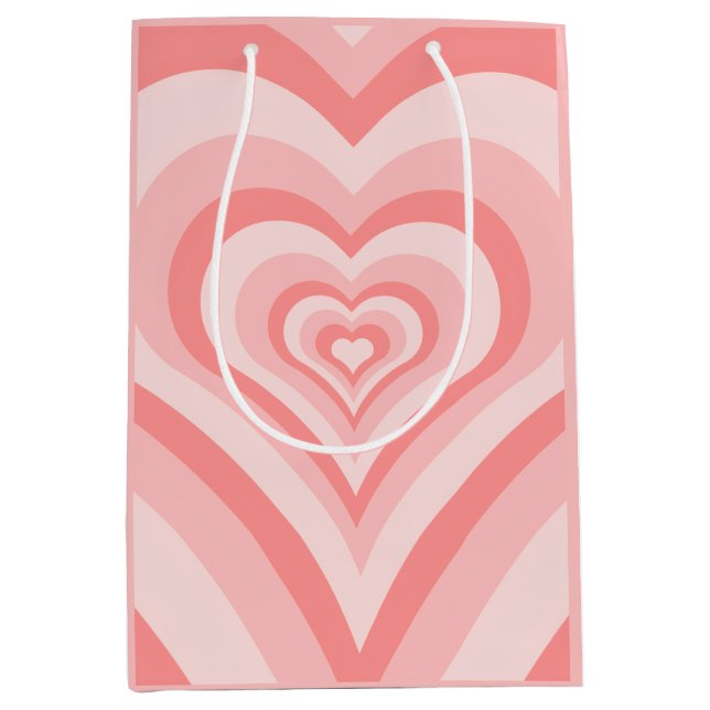 Pink Heart Gradient Pattern – Cute Girly Love Medium Gift Bag (Front)