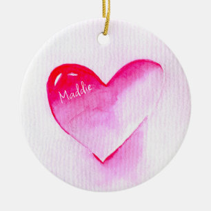 Pink heart grunge pop love me ceramic ornament