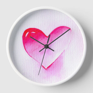 Pink heart grunge pop love me clock