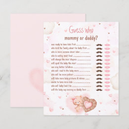 Pink Heart Guess Who Mommy Daddy Baby Shower Game