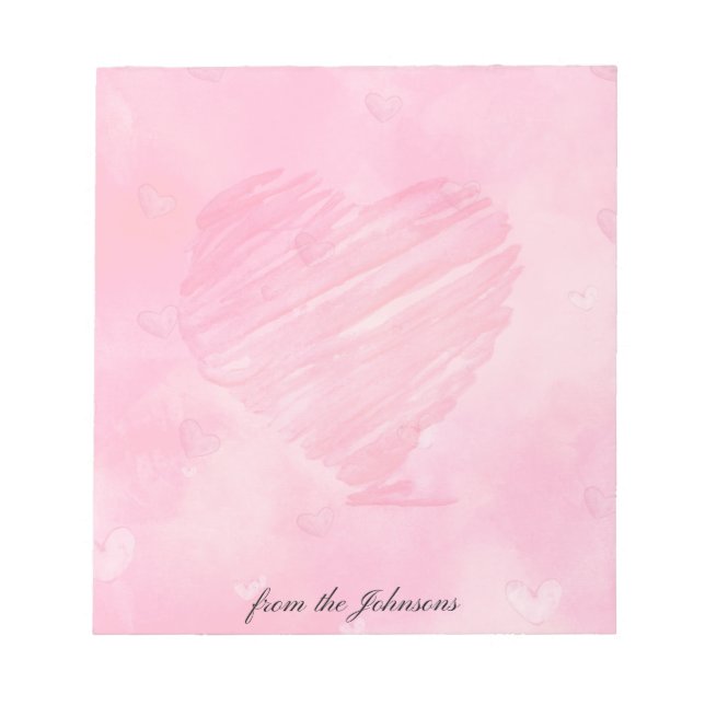Pink heart happy Valentine Notepad (Front)