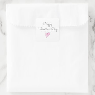Pink Heart HAPPY VALENTINES DAY Sweet Love Square Sticker