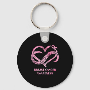 Pink Heart Hope Love Faith Breast Cancer Awareness Keychain
