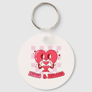 Pink Heart Hugs and Kisses Keychain