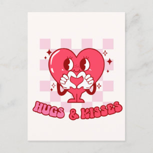 Pink Heart Hugs and Kisses Postcard