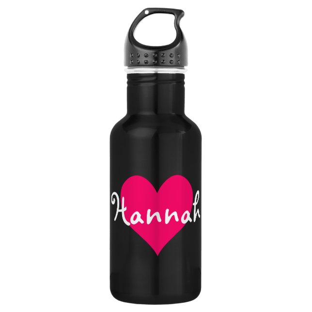 Pink Heart I Love Hannah 532 Ml Water Bottle (Front)