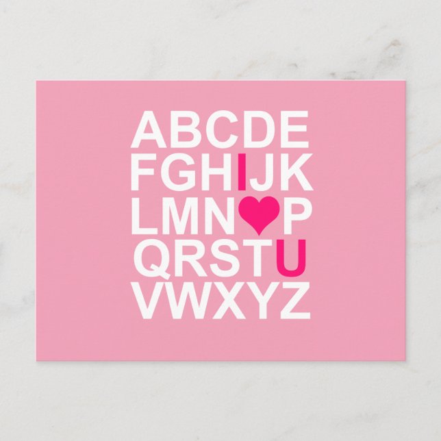 Pink Heart I Love You Postcard (Front)