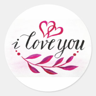 Pink Heart I Love You Valentine Classic Round Sticker