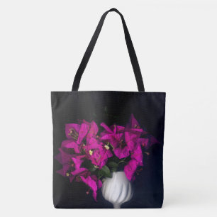 Pink heart in black tote bag
