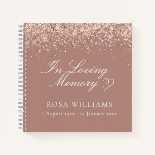 Pink Heart In Loving Memory Funeral Guest Book