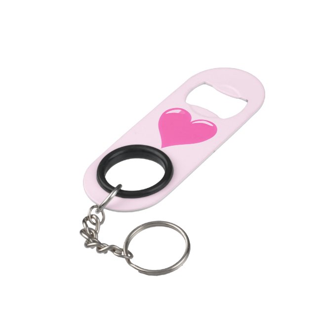 Pink Heart Keychain Bottle Opener Gift (Back Angled)