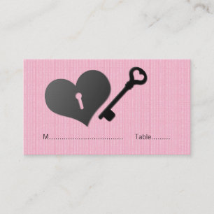 Pink Heart Lock and Key Place Card