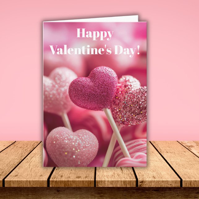 Pink Heart Lollipop Design Valentine`s Day Card  (Creator Uploaded)