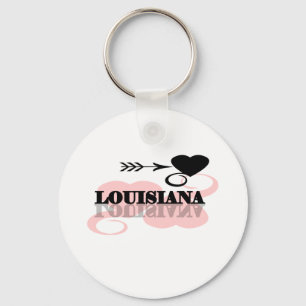 Pink Heart Louisiana Keychain