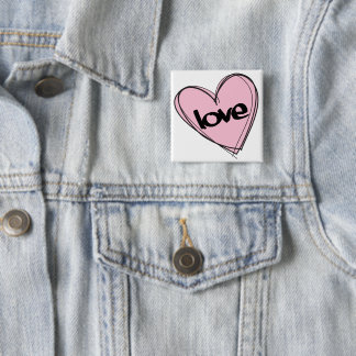 Pink Heart (Love) 2 Inch Square Button