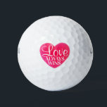 Pink Heart Love Always Wins Golf Balls<br><div class="desc">A sweet design with a slightly fuzzy bright pink heart and text "Love always wins".</div>