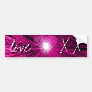 Pink Heart 'love and kisses' bumper sticker