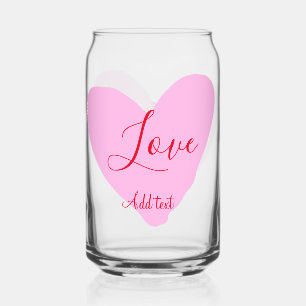 Pink heart love happy Valentine's day text red nam Can Glass