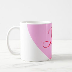 Pink heart love happy Valentine's day text red nam Coffee Mug