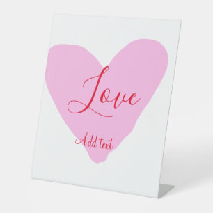 Pink heart love happy Valentine's day text red nam Pedestal Sign