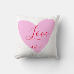 Pink heart love happy Valentine's day text red nam Throw Pillow