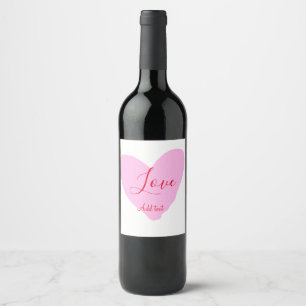 Pink heart love happy Valentine's day text red nam Wine Label