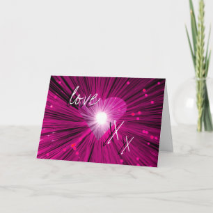 Pink Heart 'love & kisses' Carte Saint Valentin