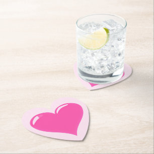 Pink Heart - Love Paper Coaster