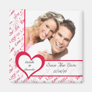Pink Heart Love Photo Enregistrer La Date Magnet
