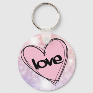 Pink Heart/Love (pink brokeh lights) Keychain