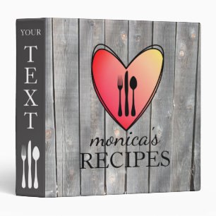 Pink Heart Love Rustic Wood Recipe Cooking Vintage Binder
