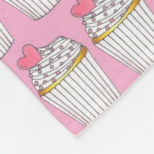 Pink Heart Love Valentine's Day Cupcake Sprinkles Fleece Blanket