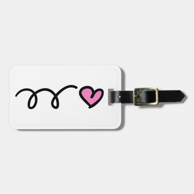 Pink heart luggage tag (Front Horizontal)