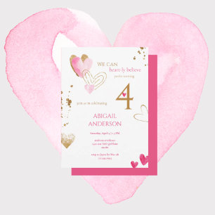 Pink Heart-ly Believe Birthday Party Invitation