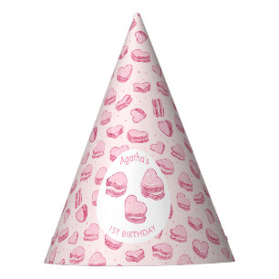 Pink Heart Macarons Girl Birthday Party Hat