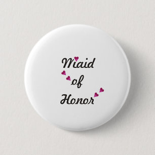 Pink Heart Maid of Honour 2 Inch Round Button