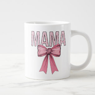 "Pink Heart Mama Bow Design Mother's Day Large Coffee Mug