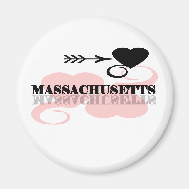 Pink Heart Massachusetts Magnet (Front)