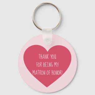 Pink Heart Matron of honour thank you Keychain