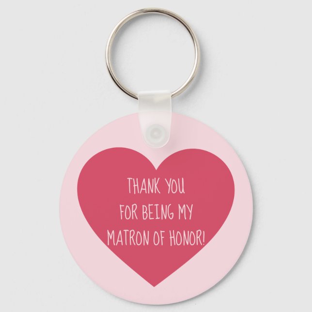 Pink Heart Matron of honour thank you Keychain (Front)