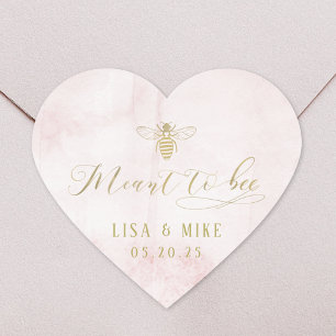Pink Heart Meant to Bee Honey Wedding Favour Sticker