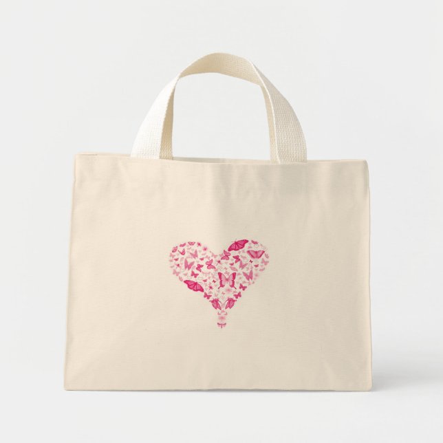 pink heart mini tote bag (Front)