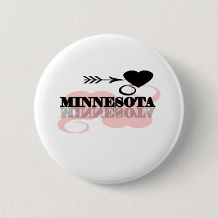 Pink Heart Minnesota 2 Inch Round Button