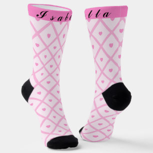 Pink Heart Modern Plaid Collection Socks