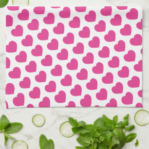 Pink Heart Modern Sweet Love Notes Fun Kitchen Towel