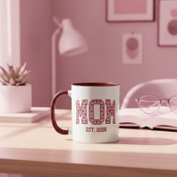 Pink Heart Mom Est Year Varsity Design