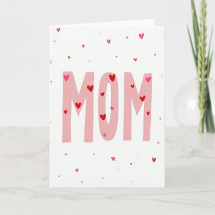 Pink Heart Mom Illustration Card