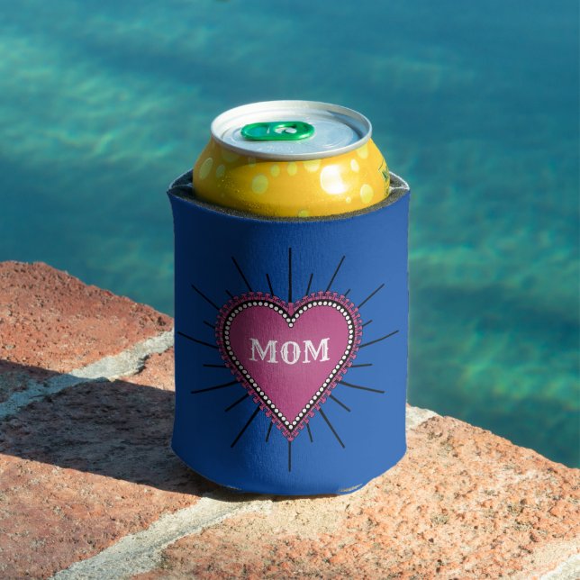 Pink Heart Mom Tattoo Can Cooler (In Situ Pool)