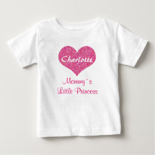 Pink Heart Mommy`s Princess Personalized Name Baby T-Shirt