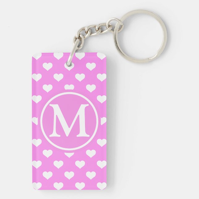 Pink Heart Monogram Keychain (Back)